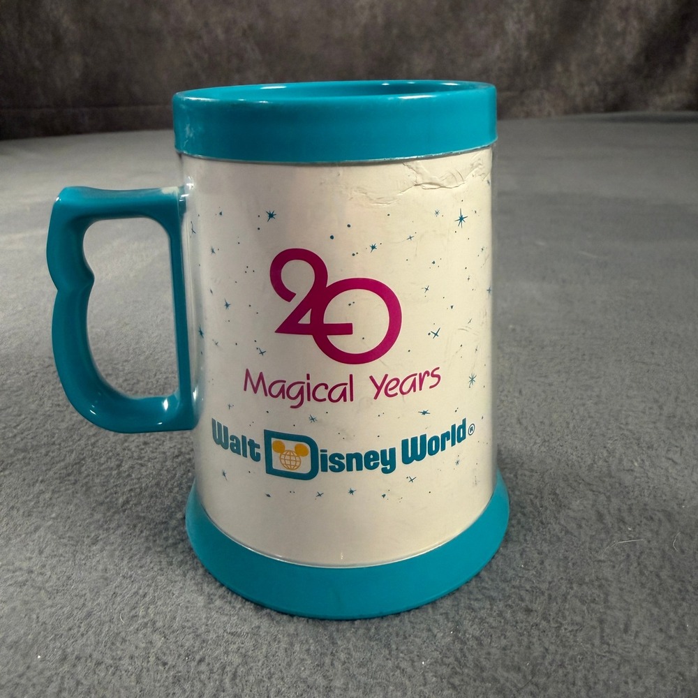 Vintage Walt Disney World 20 Magical Years Mickey Mouse Thermo-Serv Plastic Mug